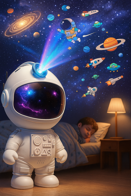 🚀 Astronauta Proyector 3-en-1 ⭐ (Luz ✨ + Galaxias 🌌 + Decoración 🛋️)