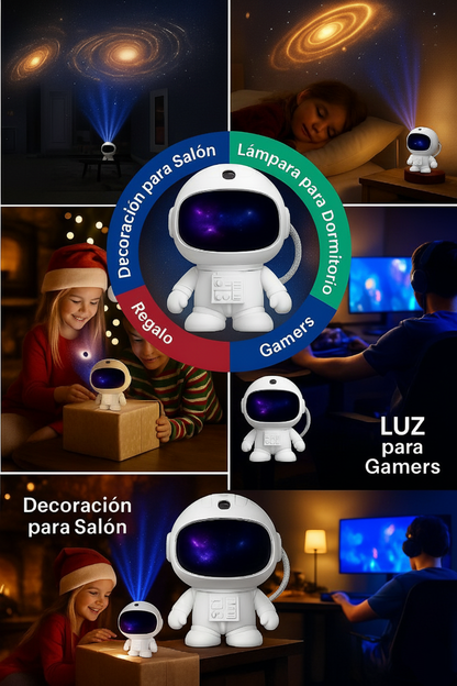 🚀 Astronauta Proyector 3-en-1 ⭐ (Luz ✨ + Galaxias 🌌 + Decoración 🛋️)